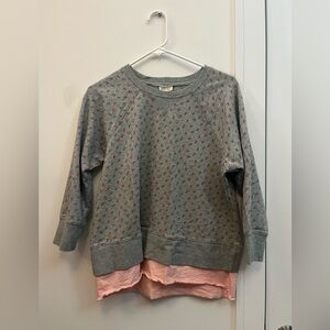 Matilda Jane Gray and Pink Layered Sweatshirt with Tiny Rose Print